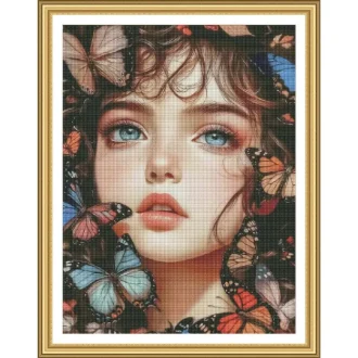 Girl 11CT 14CT 16CT Printed On Canvas Cross Stitch DIY Set Chinese Pattern Kit Home Needlework Embroidery 106 Colors