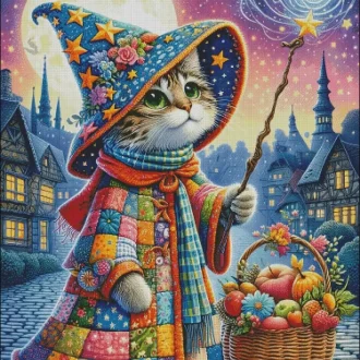 Magic Cat 14CT 16CT Printed On Canvas Cross Stitch DIY Set Chinese Pattern Kit Home Needlework Embroidery 129 Colors