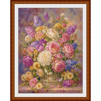 Flower Bird Cage 11CT 14CT 16CT 18CT Print Canvas Cross Stitch DIY Set Kit Needlework Embroidery 153 Colors