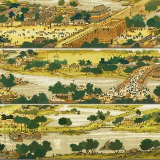 Qingming shanghe tu Silk Cross Stitch Kit 11CT DIY Cotton Thread Counted Printed Crafts Embroidery Needlework Decor Gift